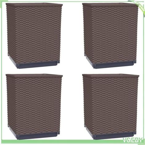 Jardinière / bac à fleurs - FAFEICY - 364189 - marron - Polypropylène - 30x30x37 cm (pack 4) (1/5)