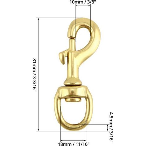 Mousqueton Pivotant - Laiton Massif - 8 cm - Pour Drapeau Corde Laisse - Lot de 4 (1/5)
