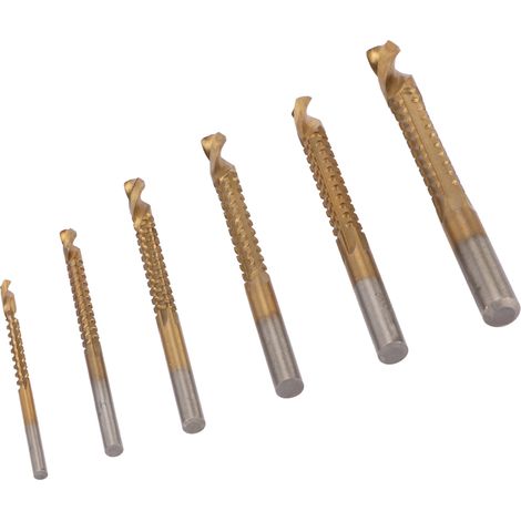 6 Stück Spiralbohrer 3 bis 8 mm HSS, gezahnt, seitlich schneidend, für Holz, Metall und Kunststoff (1/5)