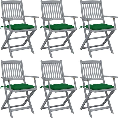 Klappbare Gartenstühle 6 Stk. mit Kissen Massivholz Akazie