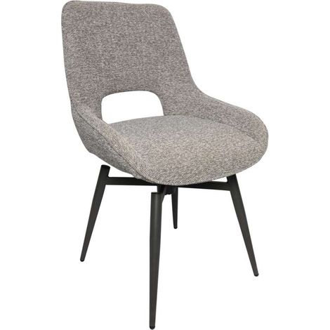 Pack de 2 sillas de comedor giratorias DARA de 61x54,5x88,5 cm, tejido gris (1/4)