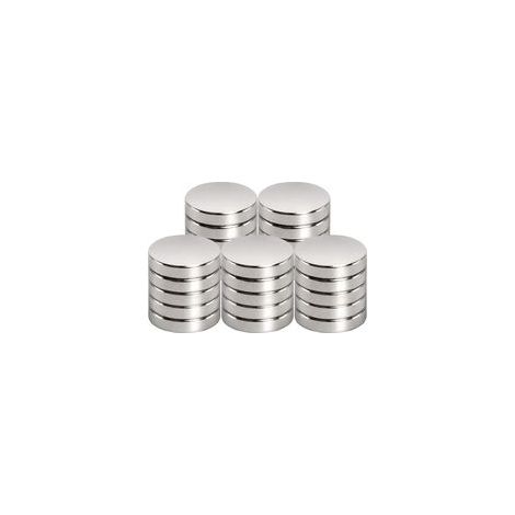 Aimant néodyme 15 mm x 3 mm – Force magnétique jusqu'à 18 feuilles A4 – Revêtement triple couche nickel-cuivre – Lot de 25 pièces (1/5)