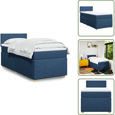 Materasso morbido - vidaXL Giroletto a Molle con Materasso Blu 90x190 cm in Tessuto - Letto con testiera