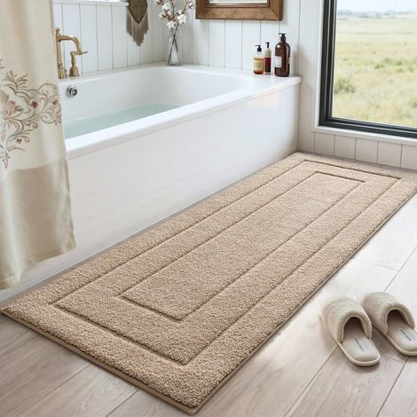 1 Tapis De Bain 60x150 Cm Microfibre Absorbant Antidérapant Lavable Pour Douche