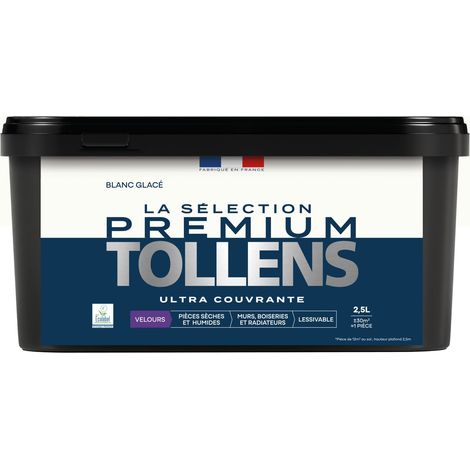 Tollens - Peinture intérieure couleurs - La Sélection Premium Velours - Ultra Couvrante - Blanc Glacé 2,5 L - 30m²