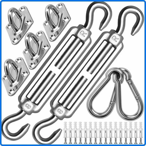Kit de fixation de voile d'ombrage M8 très résistant, kit de fixation pour auvent en acier inoxydable 304 pour triangle et carré, kit d'accessoires (M8) Ikodm (1/5)