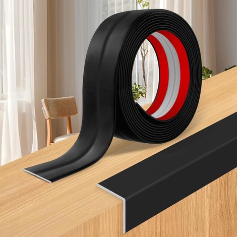 Baguette d’Angle PVC Cornière Moulure Murale Autocollante Protection Profilé Souple pour bordure de carrelage Plafond (Noir brillant, 2cm×3m) (1/5)