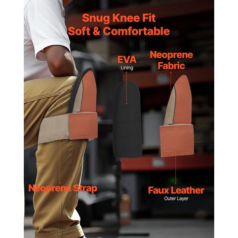 Genouillères de travail, coussinets en cuir durable, genouillères de protection lavables en machine, faciles à porter et à enlever, extra épais, pour jardinage, sol et nettoyage, noir et marron (1/5)