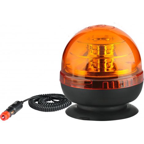 Maxter – Gyrophare LED magnétique 12 x 3W – 3 fonctions – 12-24V – Conforme ECE R65 – Température -30/+50C – Diamètre 129 mm