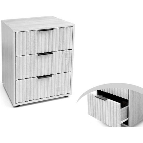 Comodino 3 cassetti bianco legno 50x40x64 cm