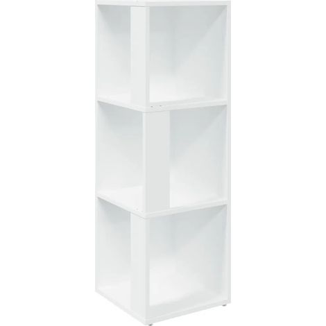 Elegante mueble esquinero blanco de 33 x 33 x 100 cm con 3 compartimentos diseño elegante para salón fabricado en madera de ingeniería blanca 020047969 (1/5)