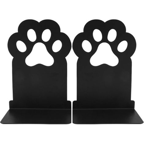 Sujetalibros metálicos - Decoración de gato - Organizador de libros - Diseño antideslizante - 9x12x9 cm - Negro (1/5)