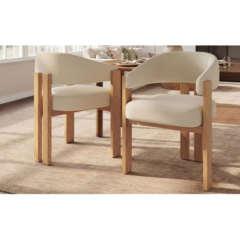 Sillas de comedor ergonómicas (2 unidades) con acolchado grueso, patas de hierro resistentes y aspecto de madera: transpirables, fáciles de limpiar, ideales para el dormitorio, el comedor y la sala de (1/5)