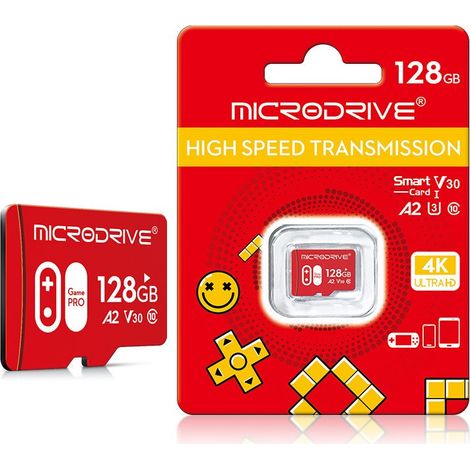 Carte micro 128Go- Convient aux caméras de surveillance, aux enregistreurs de conduite, aux téléphones portables et aux tablettes