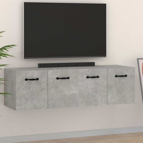 Armoires murales 2 pcs-Armoire suspendue-Meuble de rangement Gris béton 80x35x36,5cm Bois d'ingénierie 583804 (1/5)