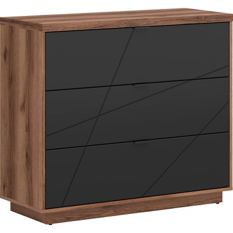 Kommode Sven mit 3 Schubladen, Weiß und Holzoptik, 106cm (1/3)