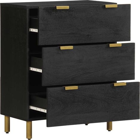 Buffet Meuble de rangement noir 60x33x75 cm bois d'ingénierie (1/5)