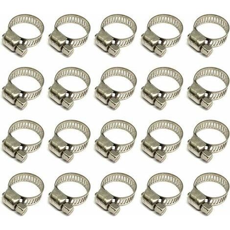 Fascette stringitubo in acciaio inox 304 – Confezione da 20 – Diametro di serraggio 10-16 mm – Resistenti alla corrosione per tubi e cavi (1/5)