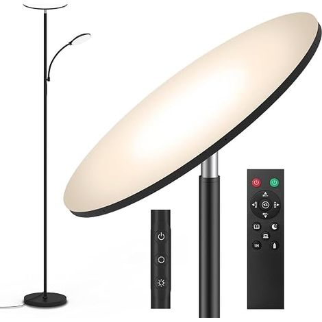 LED Floor Lamp on Stand Dimmable 42W 4200LM with Reading Light 2700K-6500K Continuous Dimming Remote Control Touch Modern Living Room Bedroom Office (1/5)
