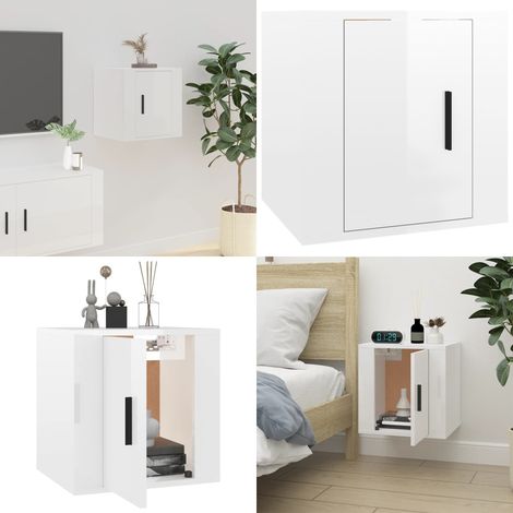 Meuble TV mural Blanc brillant 40x34,5x40 cm - Meubles Tv - Meubles Murale - Meuble Tv Moderne - Meuble Tv Blanc - Armoire Multimedia - Home & Living (1/5)