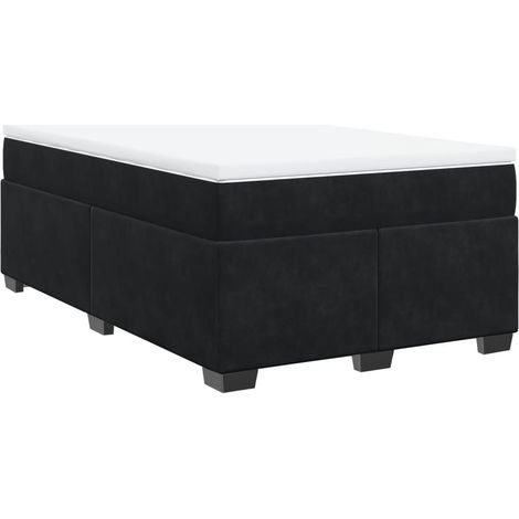 Lit double  Lit adulte  Sommier à lattes de lit avec matelas Noir 120x200 cm Velours