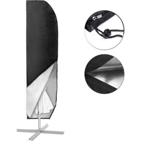 Housse Parasol Déporté - Tissu Oxford 210D Imperméable - Protection Anti-UV Pluie Poussière - Noir - 1 Pièce (1/4)
