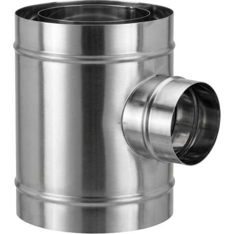 MAKA Raccordo a T 90° Ridotto a MP 80 Canna Fumaria Doppia Parete Aria Inox Inox Ø 180 mm (esterno 230) (1/5)