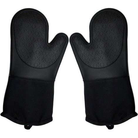 2 guantes de silicona profesionales para horno, hasta el codo, acolchados y resistentes al calor, de 36 cm (14,2 pulgadas) (1/5)