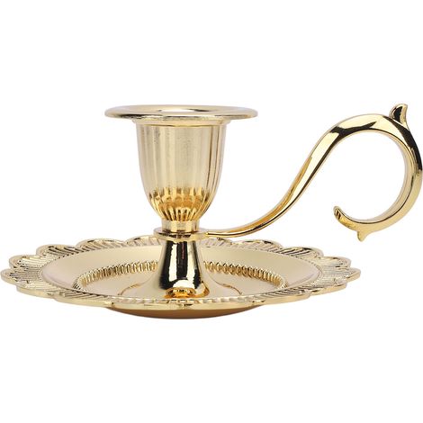 Retro-Kerzenständer mit Vintage-Griff, Zinklegierung, europäischer Stil, Tischkerzenständer, Heimdekoration, Gold (1/5)