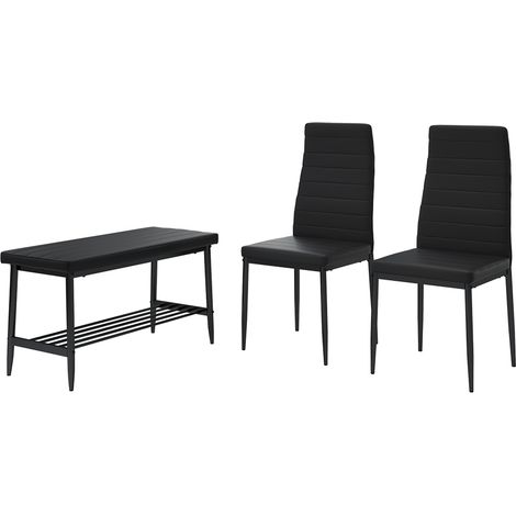 Sitzbank und Stuhl Grand, Schwarz, 85 x 46.5 cm 3-teiliges Set, Vicco