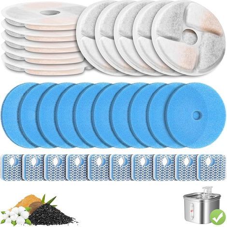 Filtre pour fontaine à chat - Lot de 16 filtres de rechange - Convient aux fontaines automatiques pour animaux - Pièces de rechange pour filtres de fontaine à chat (1/5)