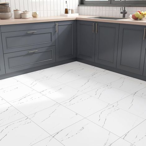 Dalle PVC Sol Marbre Blanc Vinyle Adhésif Cuisine Carreaux Adhesif Sols Salle de Bain Dalle PVC Adhesive Sol Cuisine Effet Marbre 30X30CM 5 Dalles Adhesives Sols Vinyle Adhesif Blanc Salon (1/5)