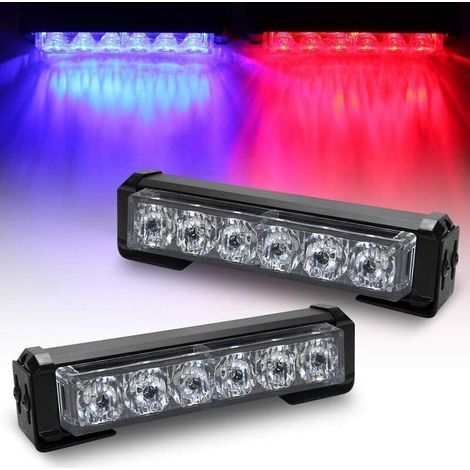 LED Feux Stroboscopique, 2 pièces Blanc Barre D'alarme Stroboscopique d'urgence 6 LED Lampe Flash 12V LED D'urgence Danger Lumière pour Moto construction camion Voiture (1/5)
