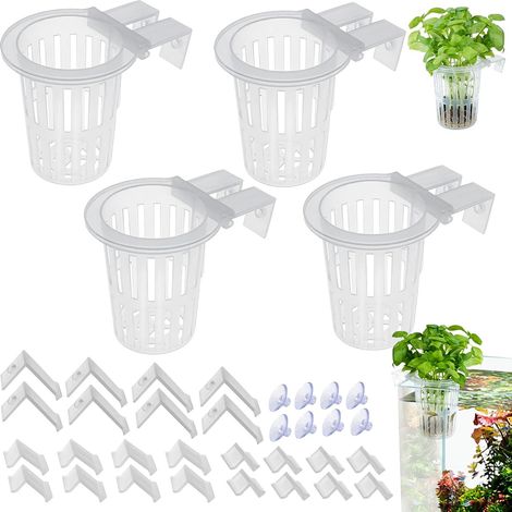 Panier Hydroponique - Lot de 4 - Plastique - Support Plante Aquarium - Purification Eau - 10x7 cm (1/5)