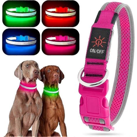 Collier pour chien rechargeable par USB avec lumière LED clignotante et veilleuse, vert, taille S (1/5)