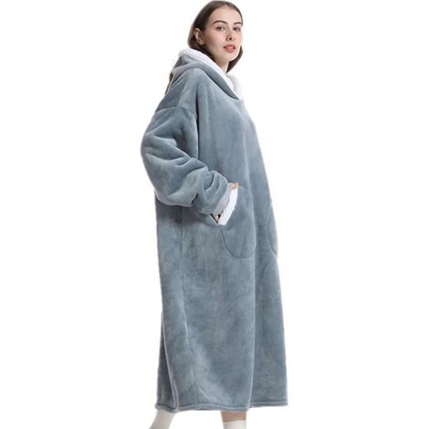 Couverture adulte, couverture d’hiver, couverture portable sweat shirt couverture portable avec manches pour la chaleur hivernale idéal pour , se prélasser et travailler à domicile vêtem (1/5)