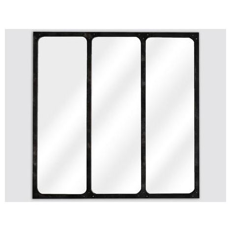 Miroir industriel métal noir 70x70cm (1/2)