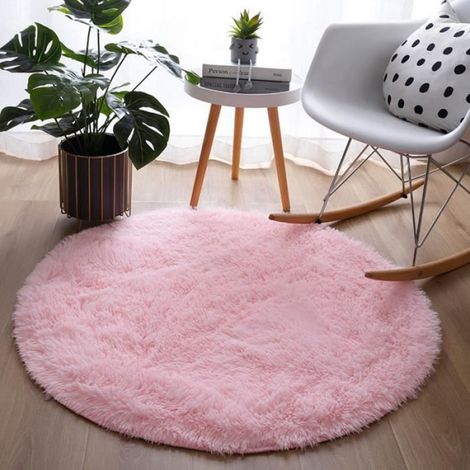 Tapis - - Moderne - 100 x 100 cm - Rose - Rond - Antidérapant et Doux (1/4)