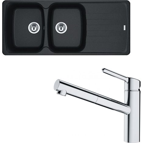 Pack évier Antea Fragranit onyx 1160 x 500 x 210 mm + mitigeur Orbit douchette - Franke (1/5)