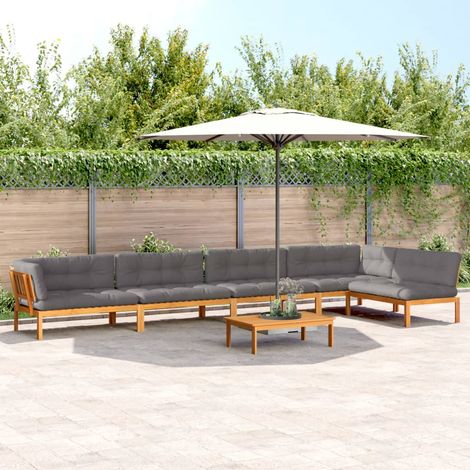 6-tlg. Garten-Sofagarnitur aus Paletten mit Kissen Akazienholz (1/5)