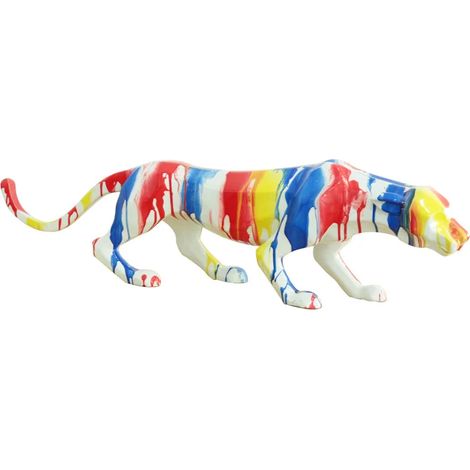 Statue panthère avec coulures peintures multicolores L85 cm - BAGHEERA (1/3)