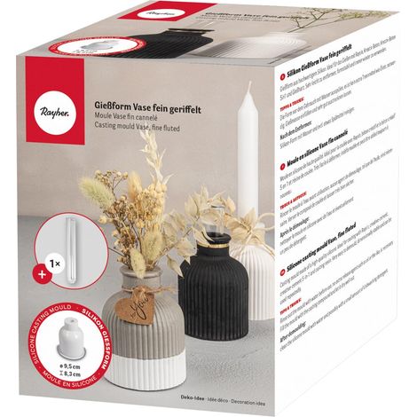 Moule pour vase en silicone, 2 pces, ø8,3cm, H. 9,5cm, avec 1 tube à essai, béton créatif, résine époxy, décoration, vase, porte bougie-36150000, Gris (1/5)