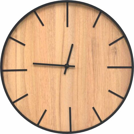 vidaXL Reloj de pared de hierro y madera de ingeniería marrón Ø39 cm (1/2)