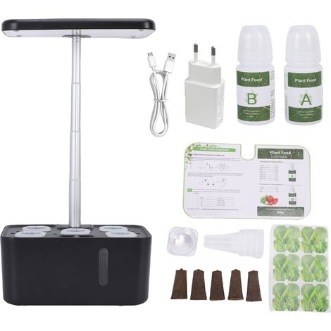 Toivize-Jardin Intérieur Hydroponique - Kit 5 Pots - Lampe LED 10W - Réservoir 1,5L Visible - Hauteur Réglable 5-31cm - Système de Culture (1/5)