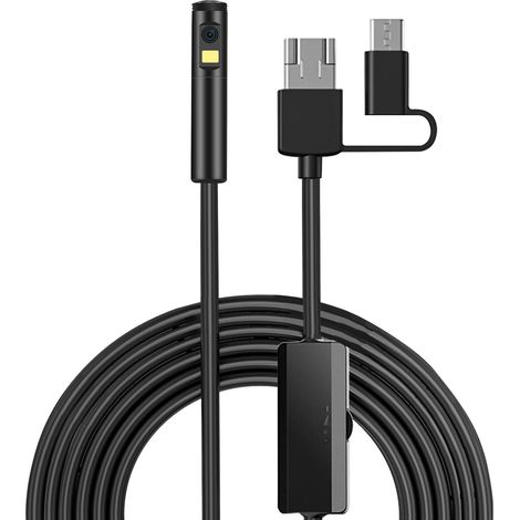 3-in-1-Industrie-Endoskopkamera, austauschbare Typ-C-/Android-/USB-Schnittstelle, 9 einstellbare LEDs, 8-mm-Objektiv, 1960 x 1080, IP68 (1/5)