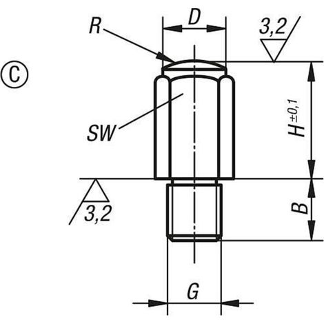 KIPP Positionsfuß G=M16 H=60 Form C Vergütungsstahl SW=27 (1/2)