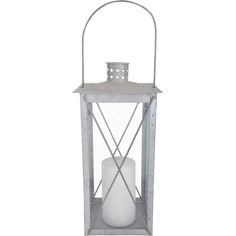 Lanterne Classique Zinc Patiné M - Gris - 16,8 x 16,8 x H 41,3 cm - Livraison gratuite