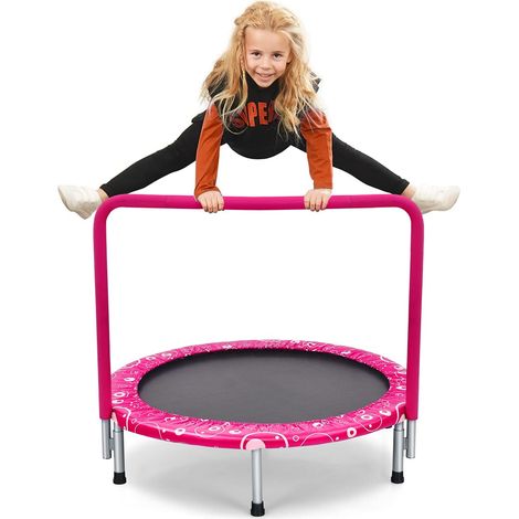 COSTWAY Φ92cm Mini Trampolin, Fitness Trampolin faltbar, Kindertrampolin bis 150kg belastbar, Gartentrampolin (1/5)