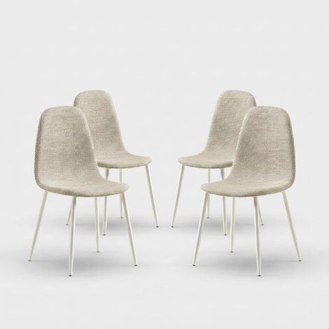 4er-Set gepolsterte Esszimmerstühle in Rattanoptik Evelyn - Beige (1/5)