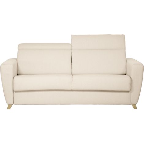Schlafsofa verstellbare Kopfstütze naturbeige 140x190 cm GOYA